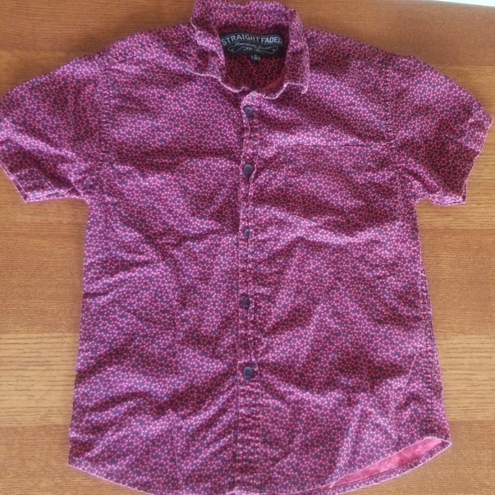 Boys collared floral button up shirt